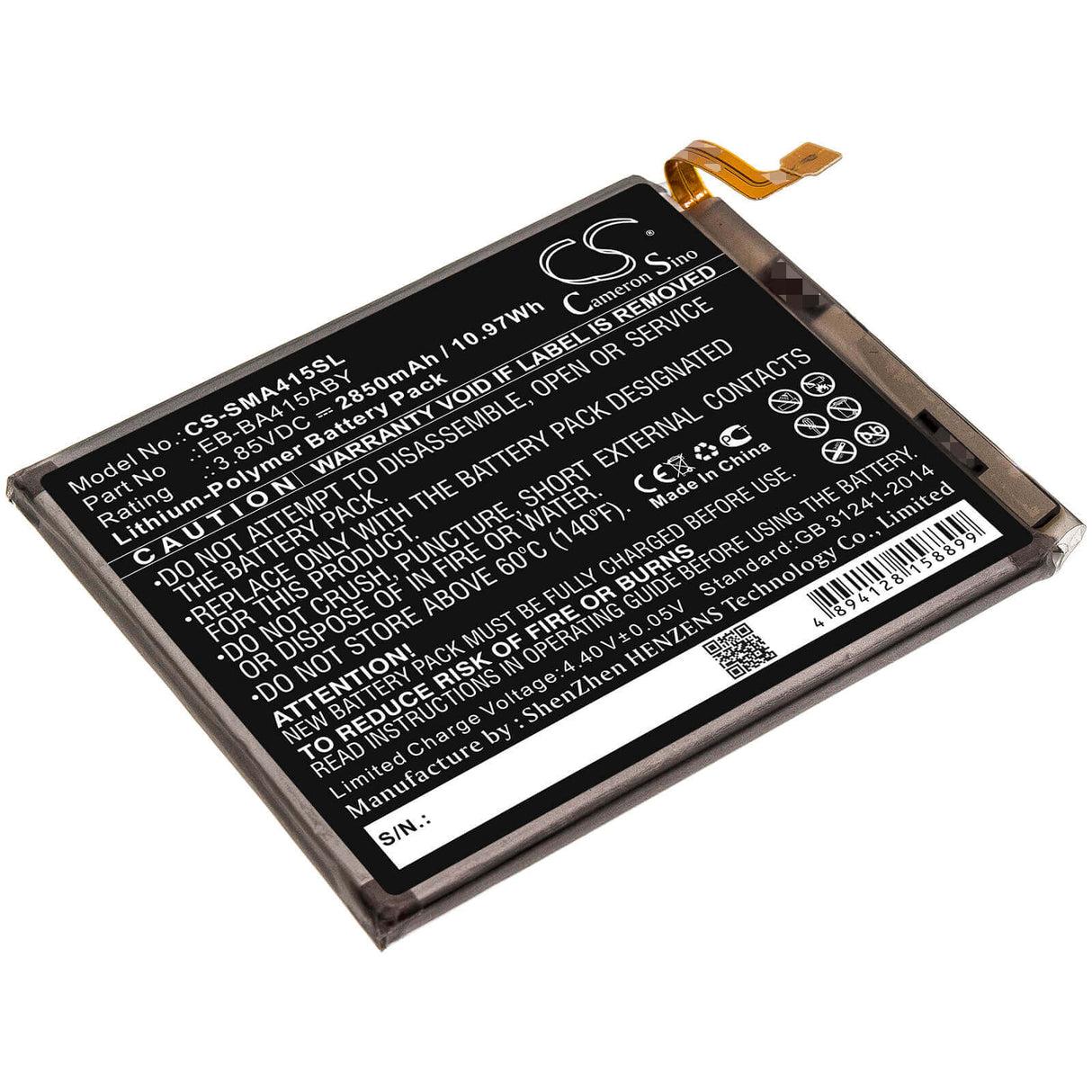 Battery For Samsung, Galaxy A41 2020, Sc-41a, Scv48 3.85v, 2850mah - 10.97wh Mobile, SmartPhone Cameron Sino Technology Limited   