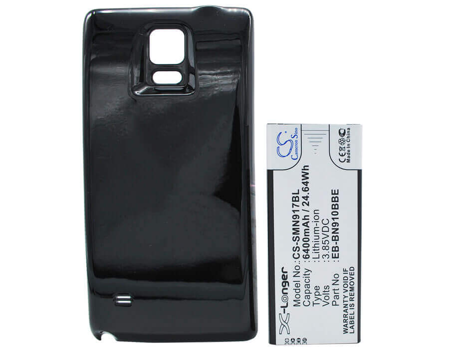 Battery For Samsung Galaxy Note 4, Sm-n910w8, Sm-n910r4 With Black Back Cover 3.85v, 6400mah - 24.64wh Mobile, SmartPhone Cameron Sino Technology Limited   