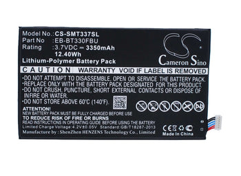 3.7V, Li-Polymer, 3350mAh, Tablet battery fits Samsung, Eb-bt330fbu, Galaxy Tab 4 8.0, Galaxy Tab4 8.0