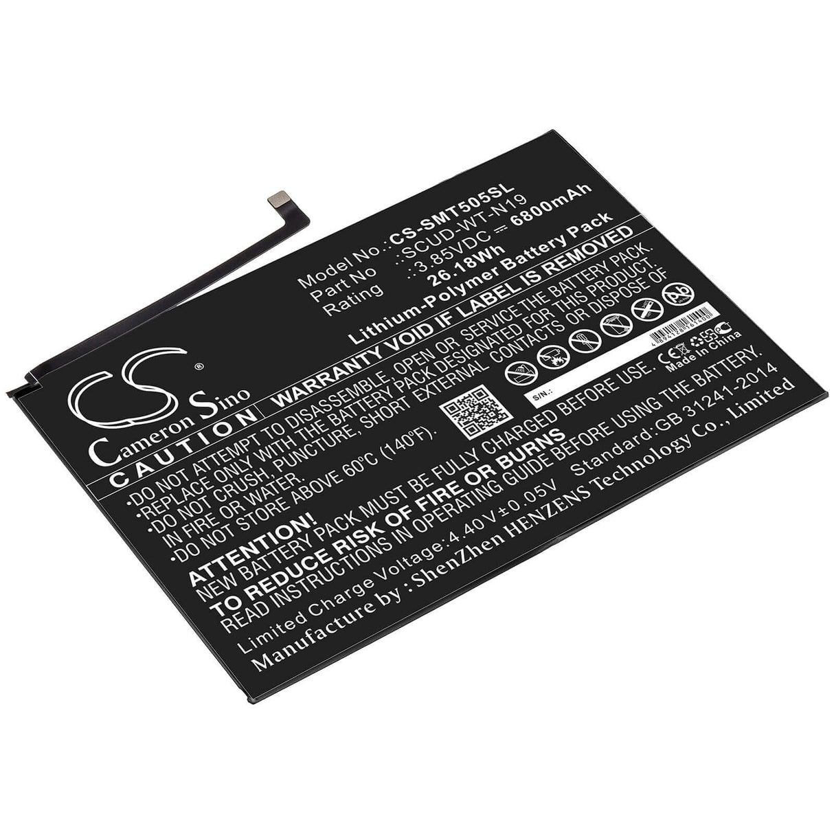 Battery For Samsung, Galaxy Tab A7 10.4 2020, Sm-t500, Sm-t505 3.85v, 6800mah - 26.18wh Tablet Cameron Sino Technology Limited   