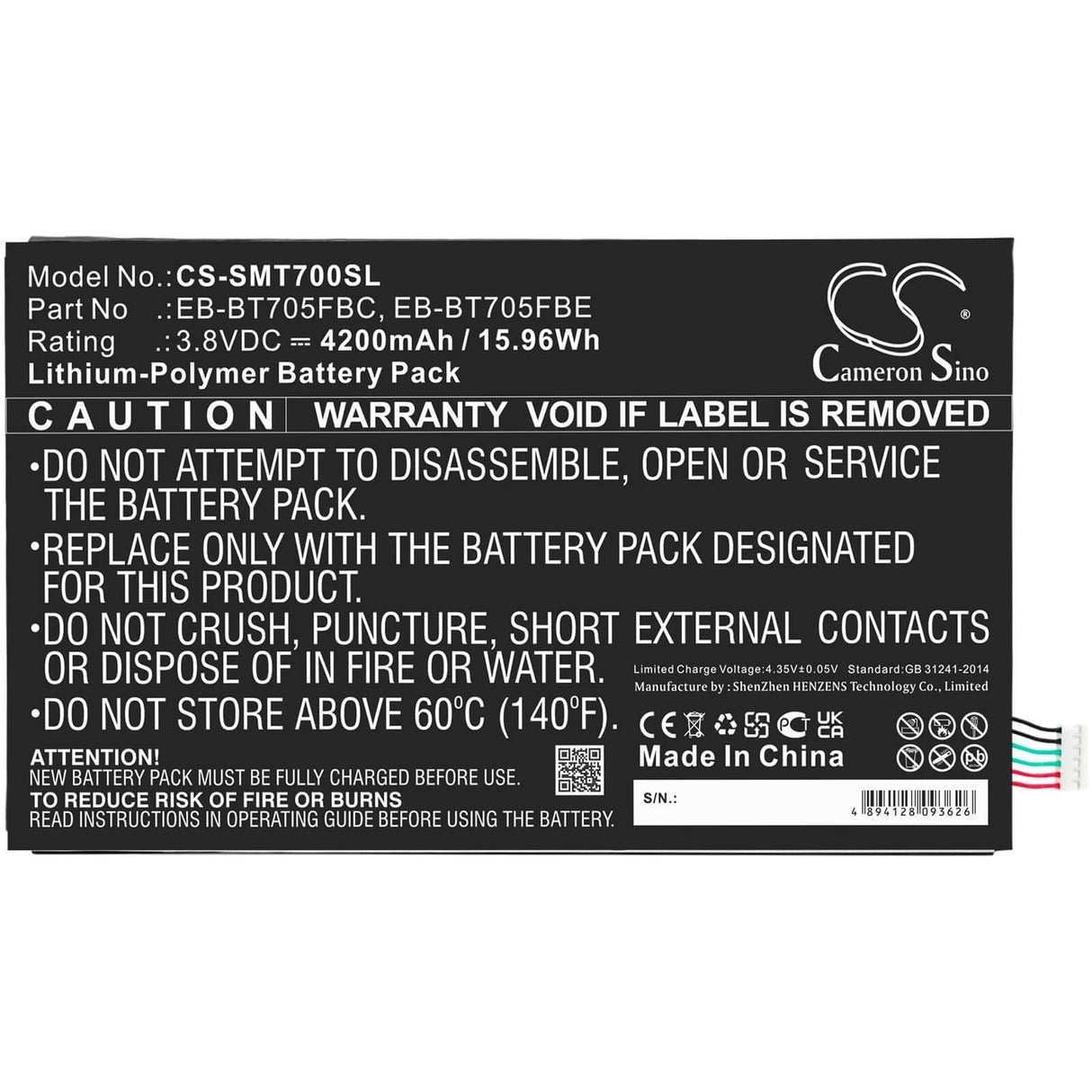 Battery For Samsung Galaxy Tab S 8.4, Sm-t700, Sm-t705 3.8v, 4200mah - 15.96wh Tablet Cameron Sino Technology Limited   