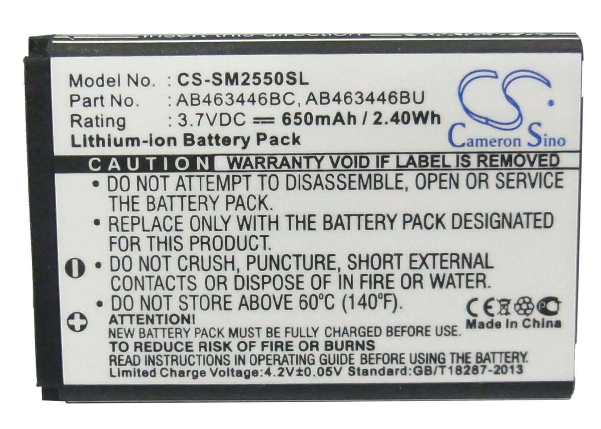 Battery For Samsung Gt-e2520, Gt-m2510, Gt-e1150 3.7v, 650mah - 2.41wh Mobile, SmartPhone Cameron Sino Technology Limited   