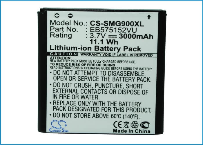 Battery For Samsung Gt-i9000, Galaxy S, Sgh-t959 3.7v, 3000mah - 11.10wh Mobile, SmartPhone Cameron Sino Technology Limited (Suspended)   