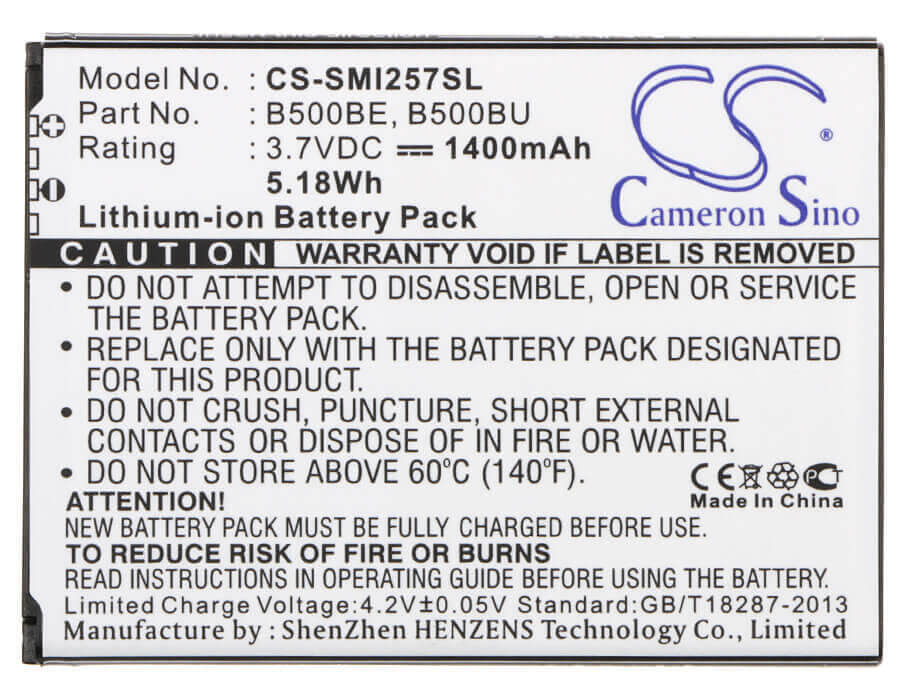 Battery For Samsung Gt-i9190, Galaxy S4 Mini, Galaxy S4 Mini Lte 3.7v, 1400mah - 5.18wh Mobile, SmartPhone Cameron Sino Technology Limited   