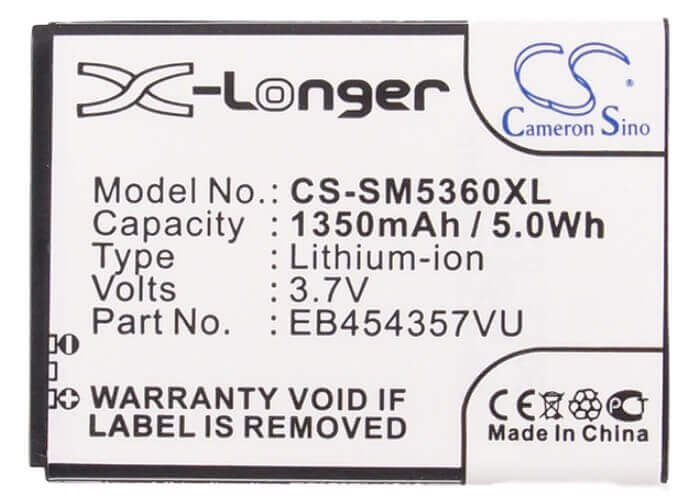 Battery For Samsung Gt-s5360, Galaxy Y, Gt-s5380 3.7v, 1350mah - 5.00wh Mobile, SmartPhone Cameron Sino Technology Limited   