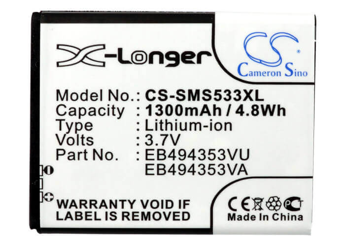 Battery For Samsung Gt-s5570, Galaxy Mini, Gt-s5250 3.7v, 1300mah - 4.81wh Mobile, SmartPhone Cameron Sino Technology Limited   