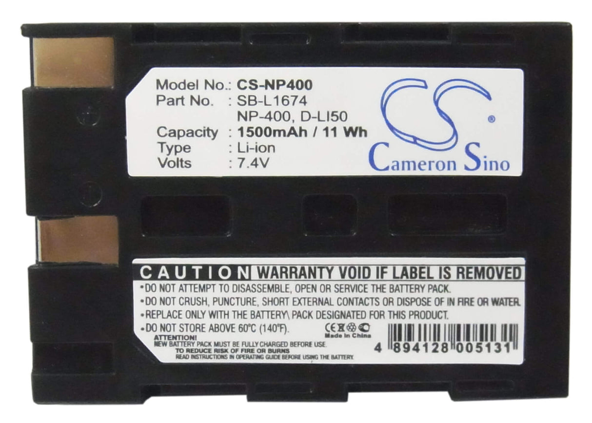 Battery For Samsung Gx-10, Gx-20, Sigma, Sd14 7.4v, 1500mah - 11.10wh Camera Cameron Sino Technology Limited   