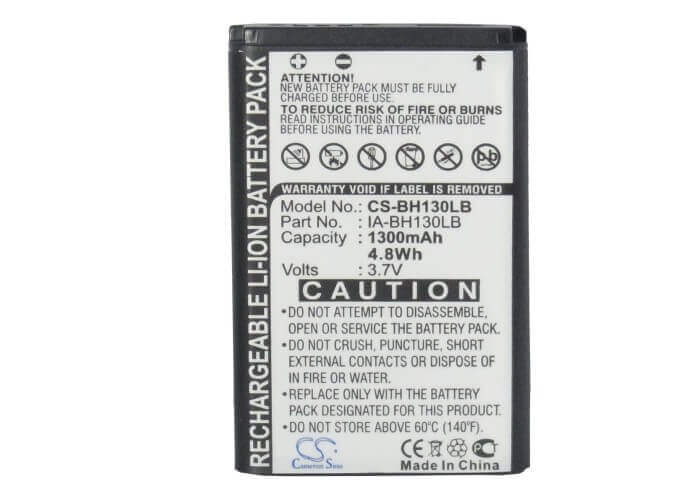 Battery For Samsung Hmx-u20, Hmx-w200, Hmx-w350, Smx-c10, 3.7v, 1300mah - 4.81wh Camera Cameron Sino Technology Limited   