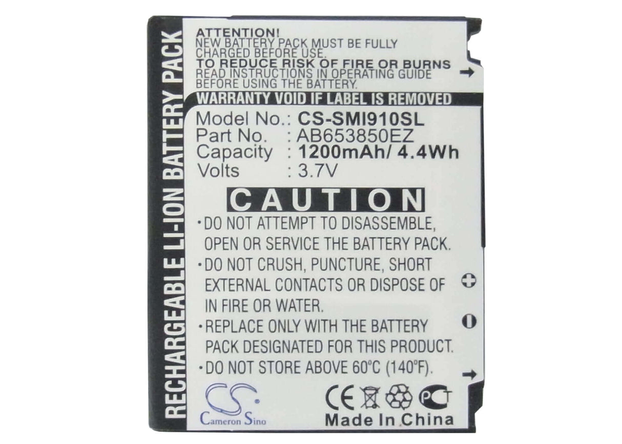 Battery For Samsung Omnia I900, Omnia Sch-i910, I8000 3.7v, 1200mah - 4.44wh Mobile, SmartPhone Cameron Sino Technology Limited   