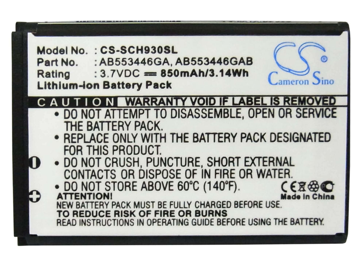 Battery For Samsung Sch-a930, Sph-a960, Sch-a990 3.7v, 850mah - 3.15wh Mobile, SmartPhone Cameron Sino Technology Limited   