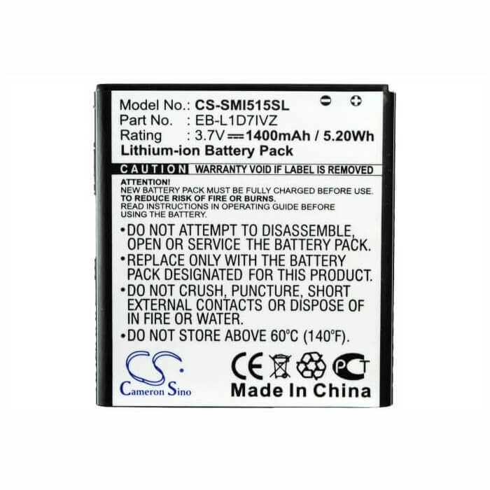 Battery For Samsung Sch-i515 3.7v, 1400mah - 5.18wh Mobile, SmartPhone Cameron Sino Technology Limited   