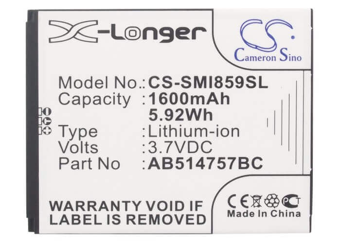 Battery For Samsung Sch-i859, Sgh-i728a, Sgh-i740 3.7v, 1600mah - 5.92wh Mobile, SmartPhone Cameron Sino Technology Limited (Suspended)   