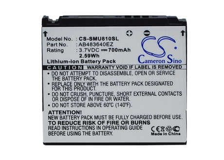 Battery For Samsung Sch-u650 Sway, Sch-u810 Renown, Sway U650 3.7v, 700mah - 2.59wh Mobile, SmartPhone Cameron Sino Technology Limited (Suspended)   