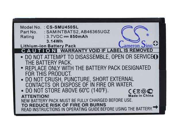 Battery For Samsung Sch-u960, Sch-u450, Intensity U450 3.7v, 850mah - 3.15wh Mobile, SmartPhone Cameron Sino Technology Limited   