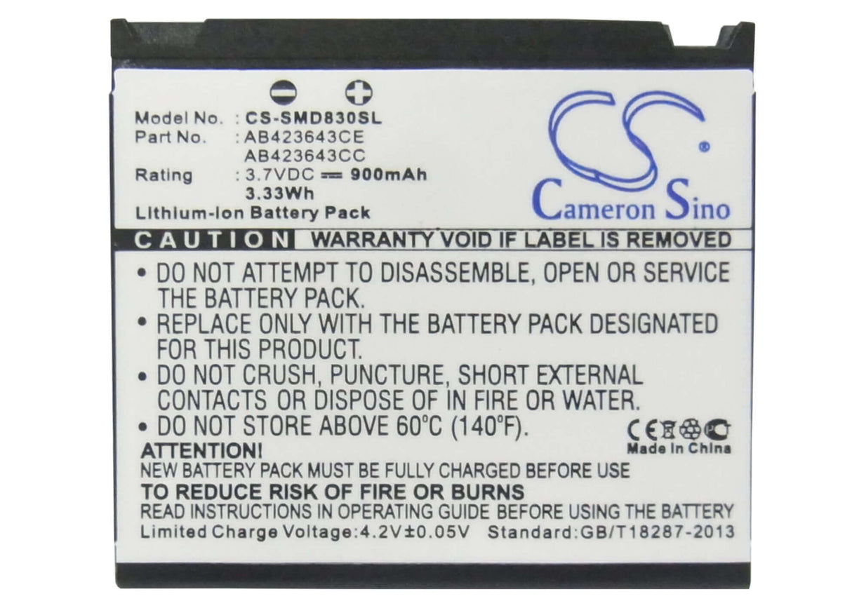 Battery For Samsung Sgh-d830, Sgh-d838, Sgh-x820 3.7v, 900mah - 3.33wh Batteries for Electronics Cameron Sino Technology Limited (Suspended)   