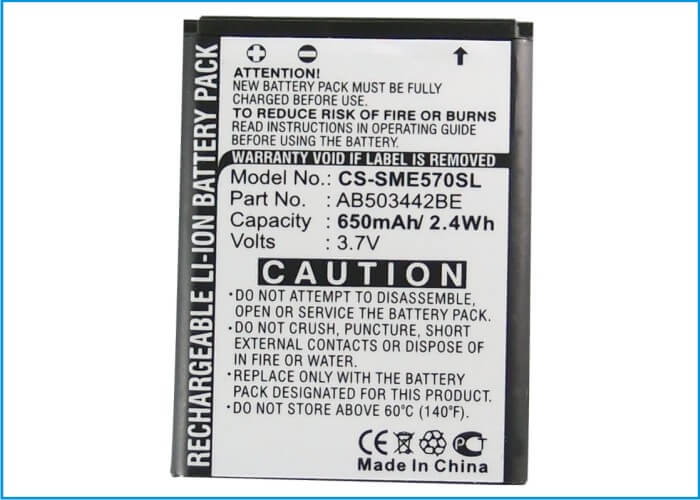 Battery For Samsung Sgh-e570, Sgh-e578, Sgh-j700 3.7v, 650mah - 2.41wh Mobile, SmartPhone Cameron Sino Technology Limited   