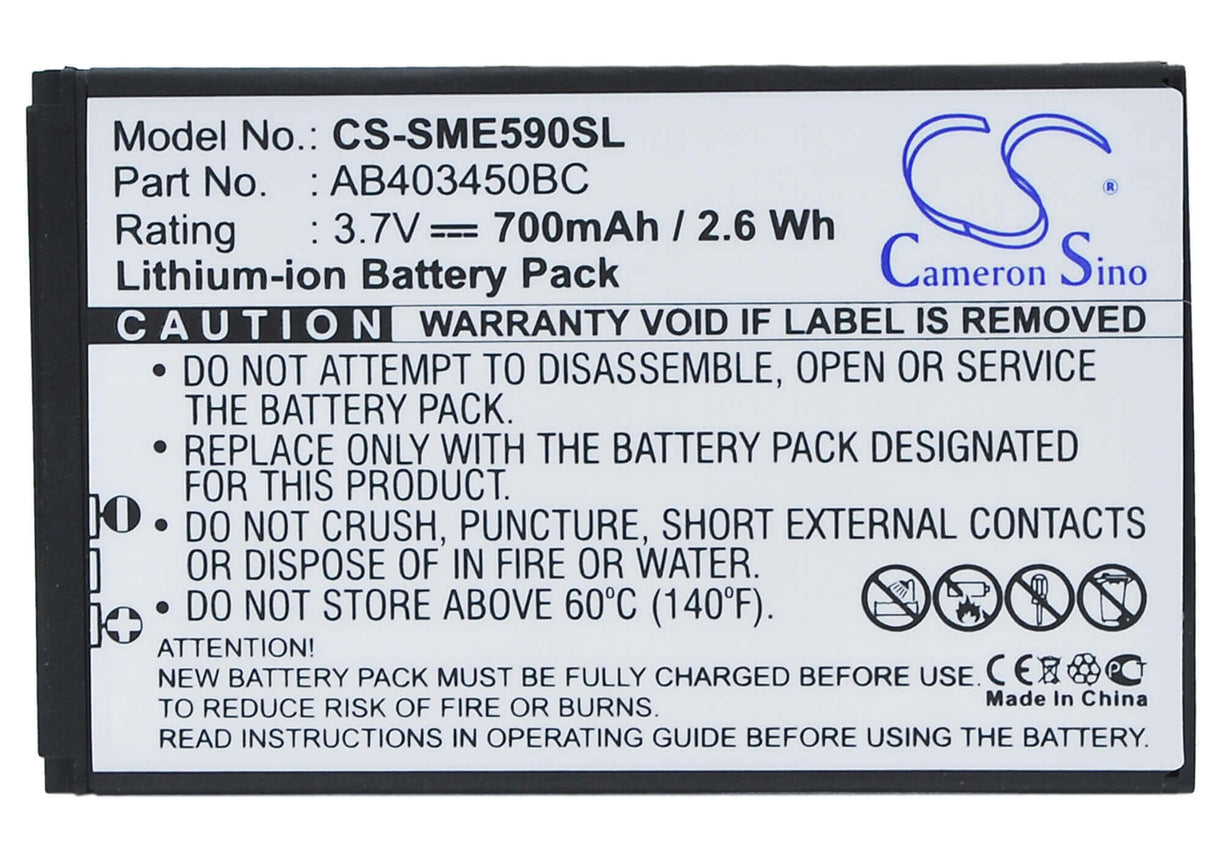 Battery For Samsung Sgh-e590, Sgh-e598, Sgh-e790 3.7v, 700mah - 2.59wh Mobile, SmartPhone Cameron Sino Technology Limited (Suspended)   