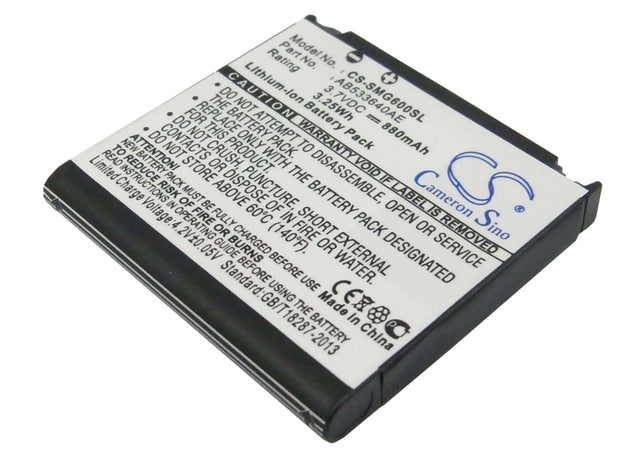 Battery For Samsung Sgh-g600, Sgh-g600i, Sgh-g608 3.7v, 880mah - 3.26wh Batteries for Electronics Cameron Sino Technology Limited (Suspended)   