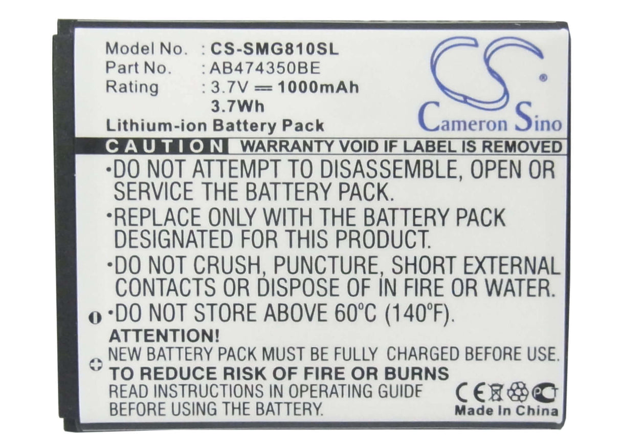 Battery For Samsung Sgh-g810, Sgh-d780, Sgh-i550 3.7v, 1000mah - 3.70wh Mobile, SmartPhone Cameron Sino Technology Limited   