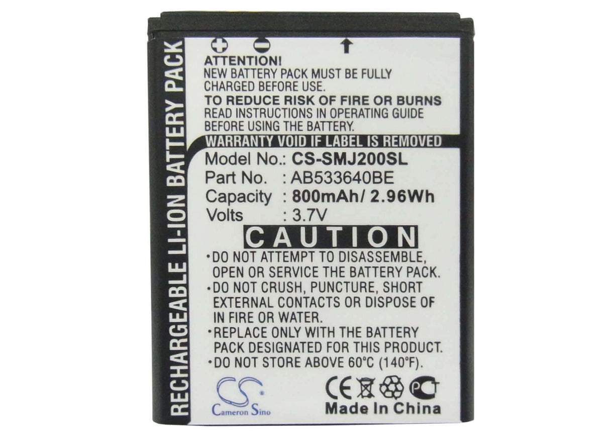 Battery For Samsung Sgh-j200 3.7v, 800mah - 2.96wh Mobile, SmartPhone Cameron Sino Technology Limited   