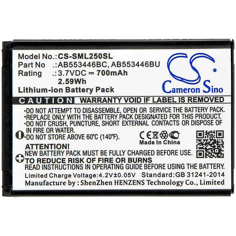 Battery For Samsung Sgh-l258, Sgh-l250, Sgh-cc03 3.7v, 700mah - 2.59wh Mobile, SmartPhone Cameron Sino Technology Limited   