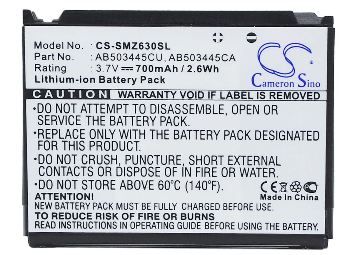 Battery For Samsung Sgh-p520, Sgh-p528, Sgh-z630 3.7v, 700mah - 2.59wh Batteries for Electronics Cameron Sino Technology Limited (Suspended)   