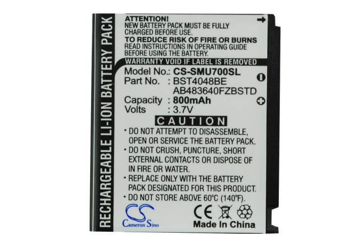 Battery For Samsung Sgh-u700, Sgh-u700v, Sgh-u708 3.7v, 800mah - 2.96wh Mobile, SmartPhone Cameron Sino Technology Limited   