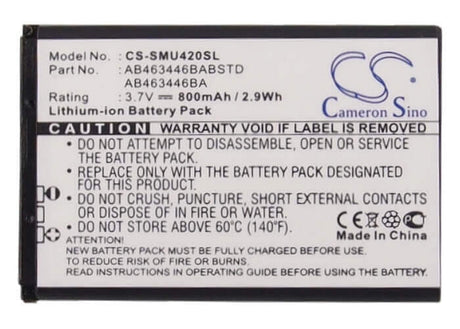 Battery For Samsung Sph-a420, Sph-a580, Sgh-d347 3.7v, 800mah - 2.96wh Mobile, SmartPhone Cameron Sino Technology Limited   