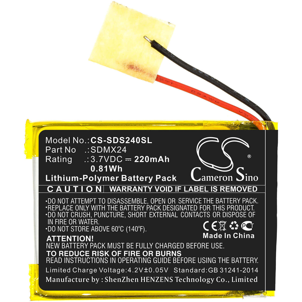 Battery For Sandisk, Sansa, Clip, Sport 3.7v, 220mah - 0.81wh Media Player Cameron Sino Technology Limited   