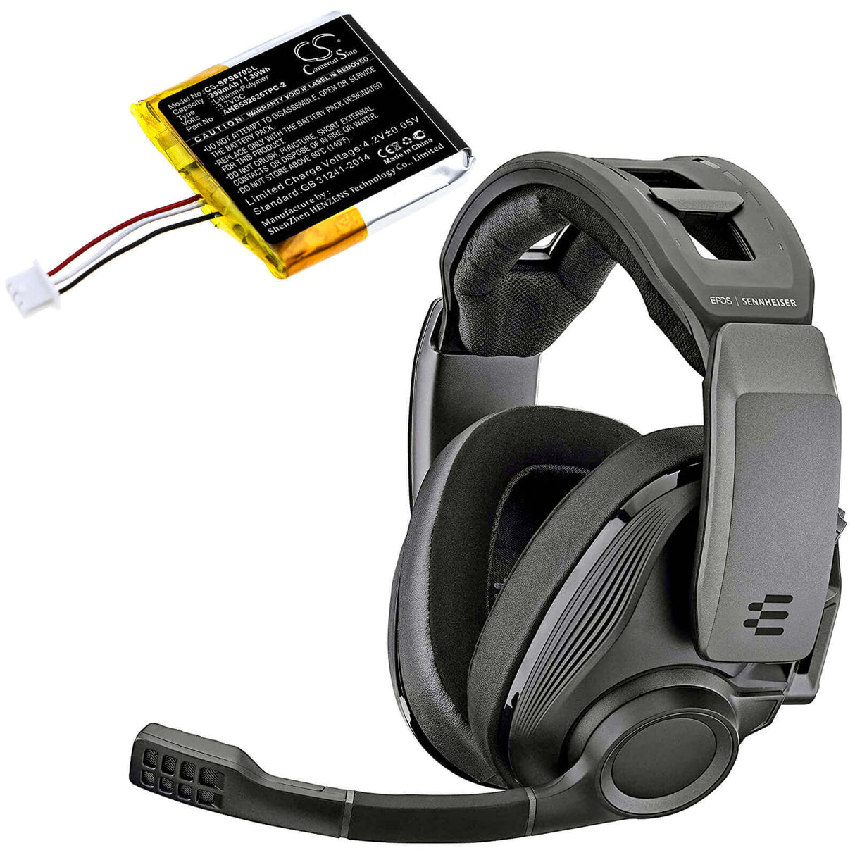 Battery For Sennheiser, Gsp 350, Gsp 500, Gsp 670 3.7v, 350mah - 1.30wh Wireless Headset Cameron Sino Technology Limited   