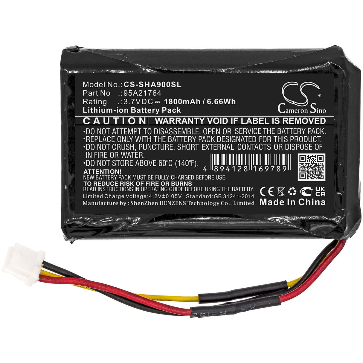 Battery For Shure, Sha900 3.7v, 1800mah - 6.66wh Batteries for Electronics Cameron Sino Technology Limited   