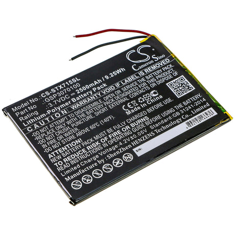 Tablet battery For Smartab, St7150 replaces GSP3070100, 3.7v, 2500mah - 9.25wh Tablet Cameron Sino Technology Limited   