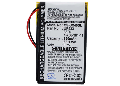 Battery For Sony Clie Peg-ux40, Clie Peg-ux50 3.7v, 850mah - 3.15wh PDA, Pocket PC Cameron Sino Technology Limited   