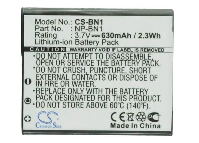 Camera battery For Sony Cyber-shot Dsc-t110p, BN-1, 3.7v, 630mah - 2.33wh Camera Cameron Sino Technology Limited   