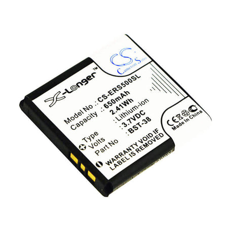 Battery For Sony Ericsson W580c, K858c, K850i 3.7v, 650mah - 2.41wh Mobile, SmartPhone Cameron Sino Technology Limited   