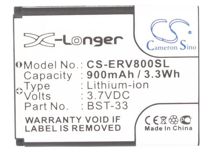 Battery For Sony Ericsson Z800, V800i, V800 3.7v, 900mah - 3.33wh Mobile, SmartPhone Cameron Sino Technology Limited   