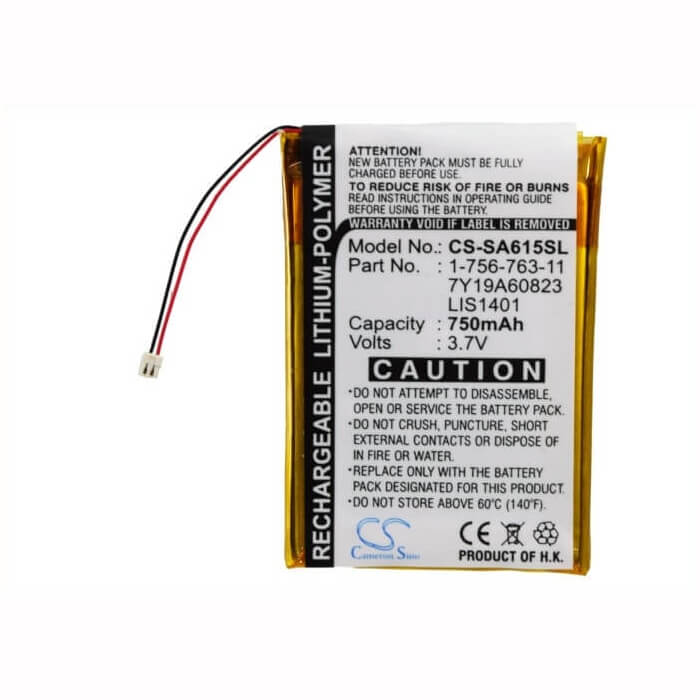 Battery For Sony Nwz-s600, Nwz-s600f, Nwz-s610 3.7v, 750mah - 2.78wh Media Player Cameron Sino Technology Limited   