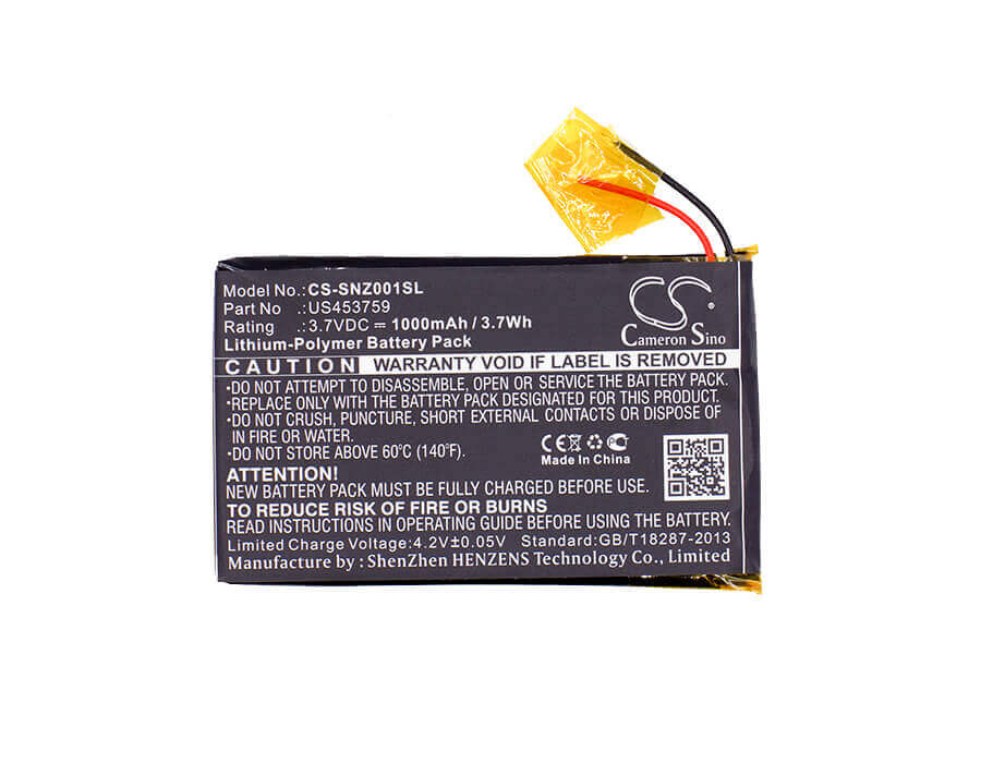 Battery For Sony, Nwz-zx1, Walkman Nwz-zx1 3.7v, 1000mah - 3.70wh Media Player Cameron Sino Technology Limited   