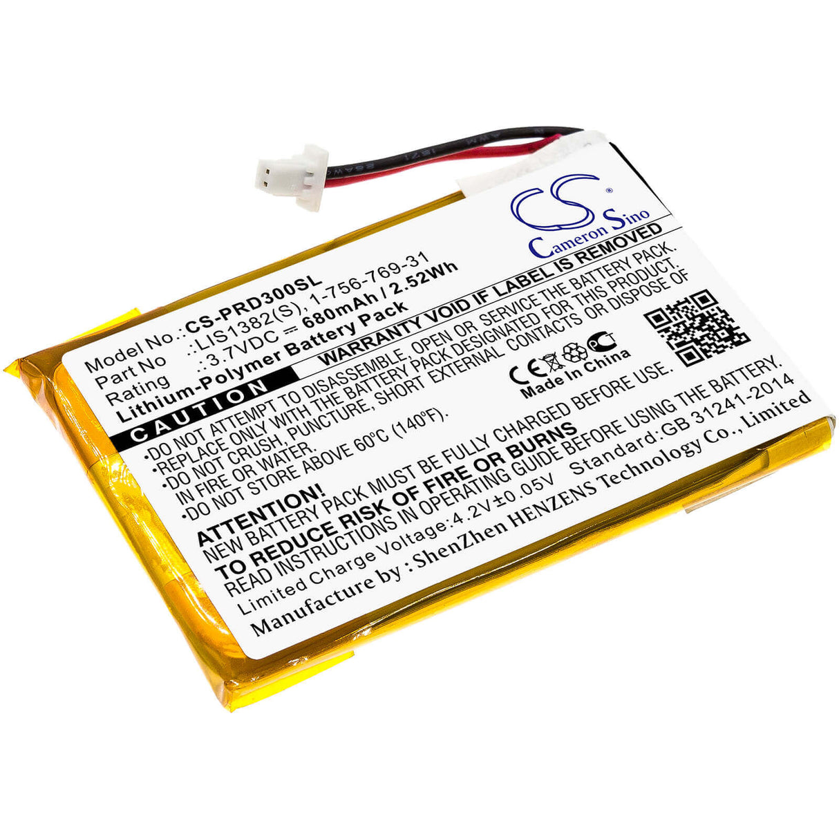 Battery For Sony Prs-300, Prs-300sc, Prs-300rc 3.7v, 750mah - 2.78wh E-book, E-reader Cameron Sino Technology Limited   