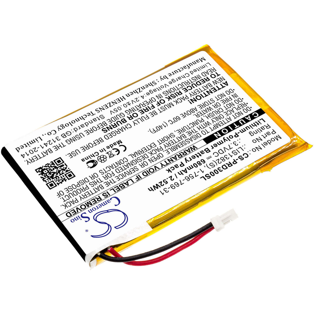 Battery For Sony Prs-300, Prs-300sc, Prs-300rc 3.7v, 750mah - 2.78wh E-book, E-reader Cameron Sino Technology Limited   