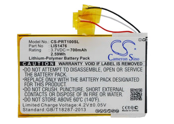 3.7V, Li-Polymer, 700mAh, E-book, E-reader battery fits Sony, 1-853-104-11, Prs-t1, Prs-t2, 2.59Wh