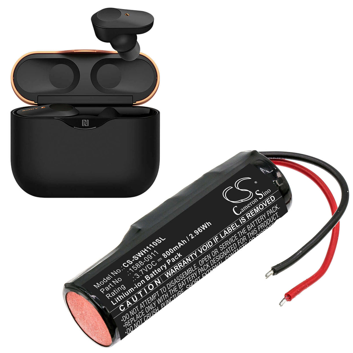 Headset Battery For Sony, Wf-1000xm3, Charging, Case 3.7v, 800mah - 2.96wh Wireless Headset Cameron Sino Technology Limited   