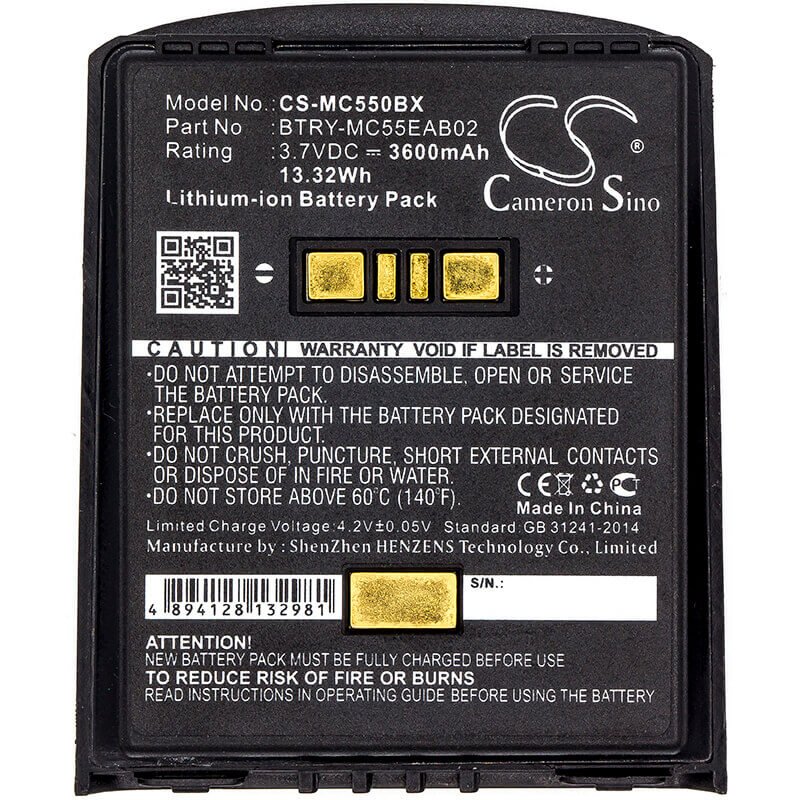 Battery For Symbol, Mc55, Mc5574, Mc5590, Mc55a, Mc55a0, Mc56 3.7v, 3600mah - 13.32wh Barcode Scanner Cameron Sino Technology Limited   