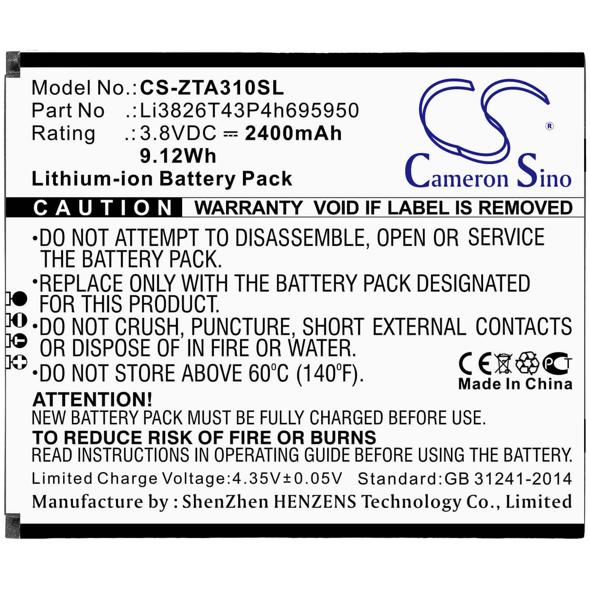 Battery For Telstra, Essential Smart 3, Zte, Blade A3 2020 3.8v, 2400mah - 9.12wh Mobile, SmartPhone Cameron Sino Technology Limited   