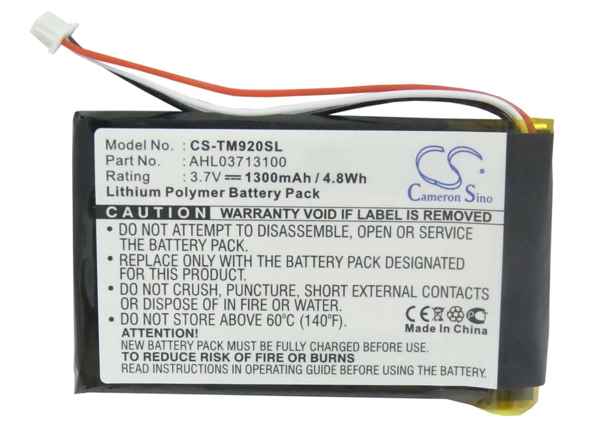 Battery For Tomtom 340s Live Xl, Go 920, Go 920t 3.7v, 1300mah - 4.81wh GPS, Navigator Cameron Sino Technology Limited   