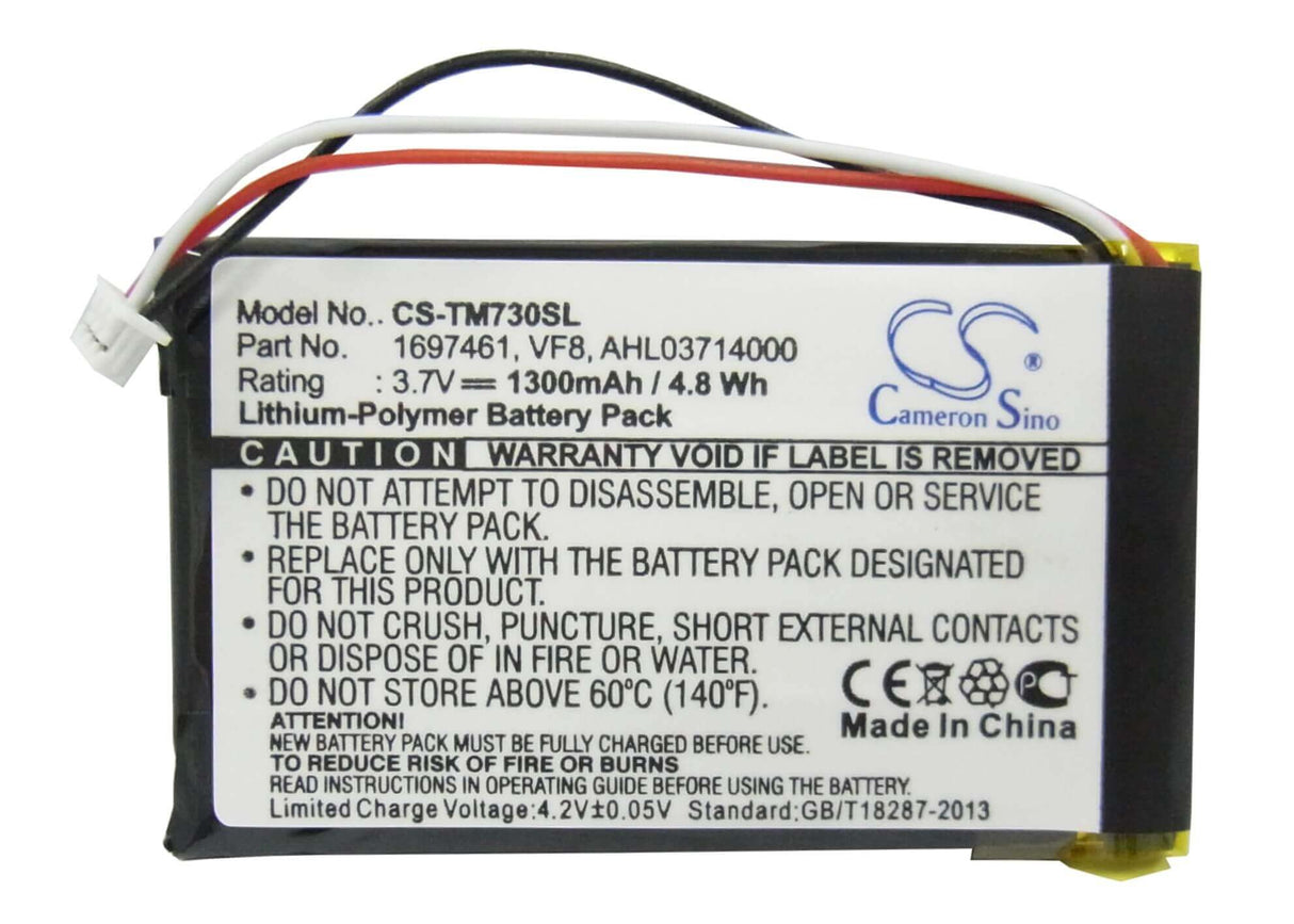 Battery For Tomtom Go 530 Live, Go 630, Go 630t 3.7v, 1300mah - 4.81wh GPS, Navigator Cameron Sino Technology Limited   