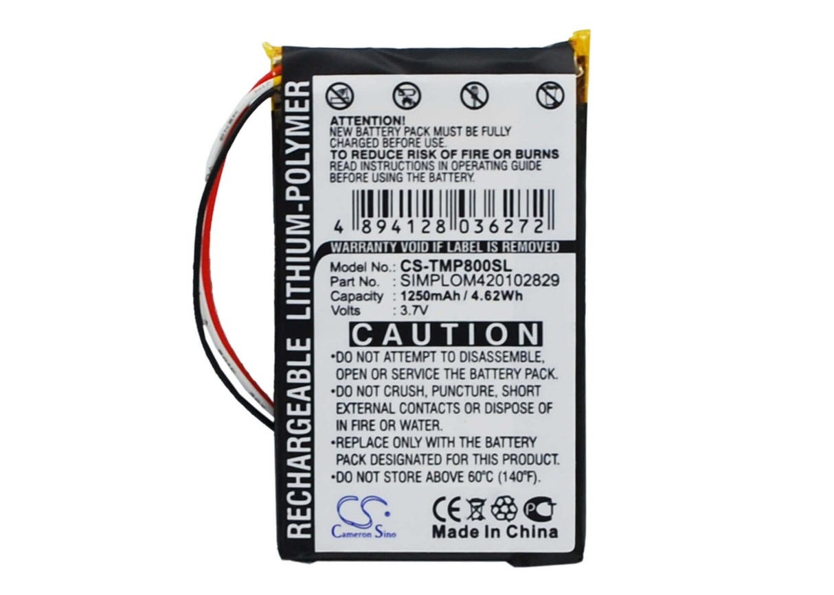 Battery For Tomtom Pro 8000 3.7v, 1250mah - 4.63wh GPS, Navigator Cameron Sino Technology Limited   