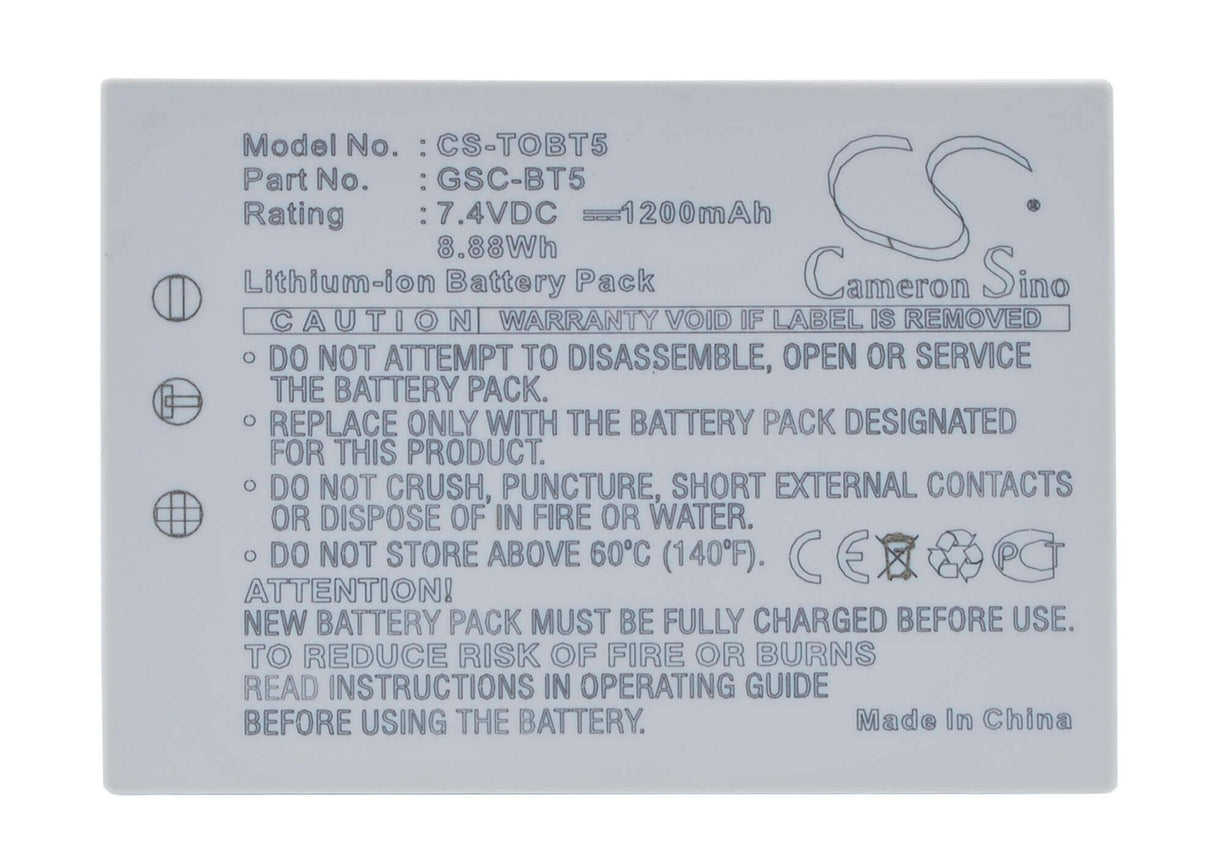 Battery For Toshiba Gigashot Gsc-r30, Gigashot Gsc-r30au, 7.4v, 1200mah - 8.88wh Camera Cameron Sino Technology Limited   