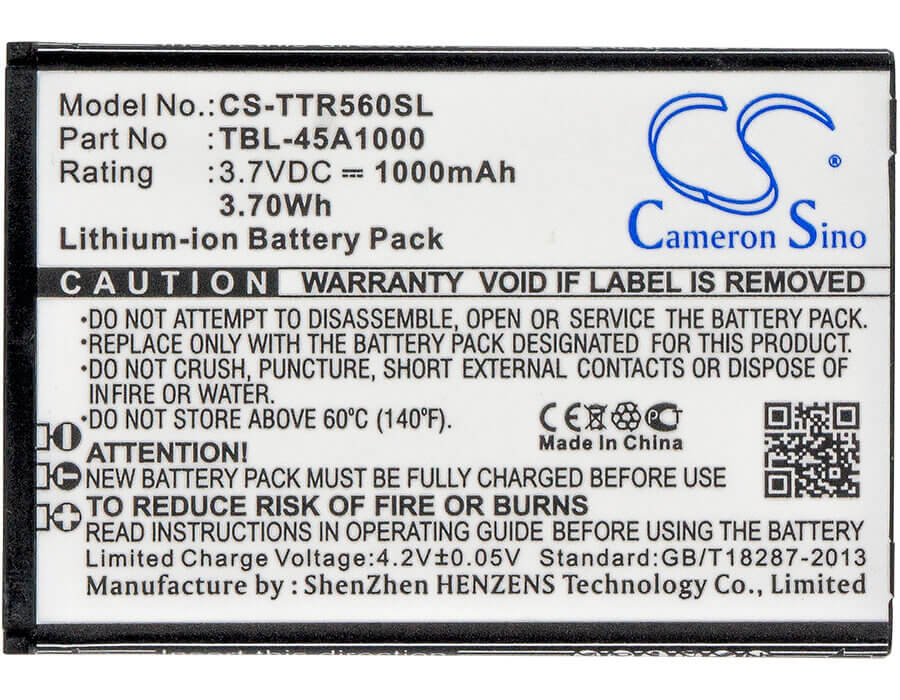 Battery For Tp-link, 5600, Tl-5600 3.7v, 1000mah - 3.70wh Hotspot Cameron Sino Technology Limited   