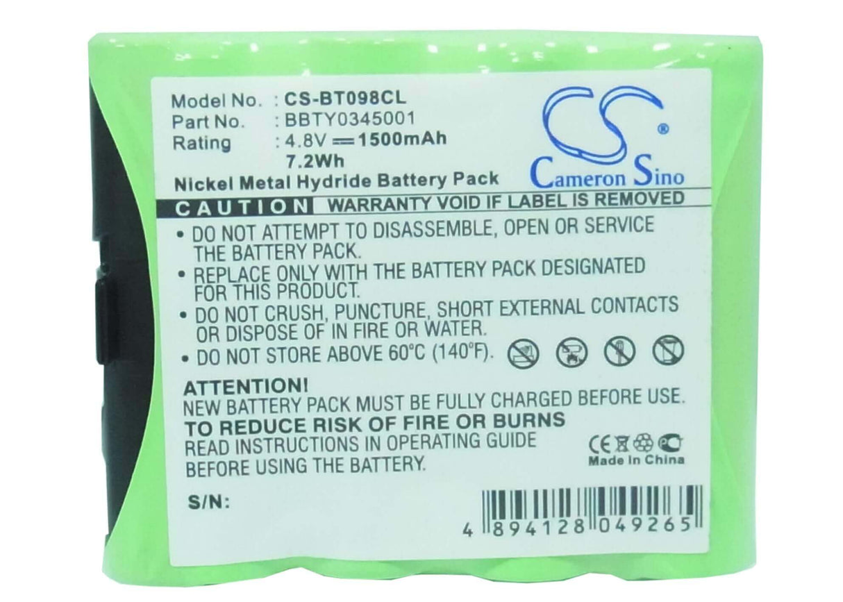 Battery For Uniden, Ct910, Ct944, Exv958, Exv98 4.8v, 1500mah - 7.20wh Cordless Phone Cameron Sino Technology Limited (Cordless Phone)   